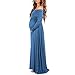 Womens Cowl Neck and Over The Shoulder Maternity Dress Indigo