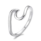 Blaike Pure 925 Sterling Silver Wave Rings Unique Design Cute Rings for Women Opal Jewelry Zircon Rings Wave Ring Sterling Silver Ring Wave Rings Opal Ring for Women