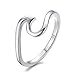 Blaike Pure 925 Sterling Silver Wave Rings Unique Design Cute Rings for Women Opal Jewelry Zircon Rings Wave Ring Sterling Silver Ring Wave Rings Opal Ring for Women