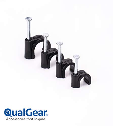 QualGear 6mm 7mm 8mm 10mm Cable Clips, Black, 400 Pack, Canister, CCX4-B-400-C