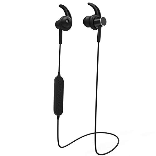 Bluetooth Headphones, Bluetooth 4.2 Runner Headset Sport Earphones with Mic Stereo Noise Cancelling and Sweatproof 5.5 Hours Playtime in Ear Earbuds for Gym Workout Running Blackout (Black)