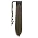 SARLA Ponytail Hair Extension Wrap Around Long Straight 24 Inch Synthetic Hairpiece for Women Dark Brown