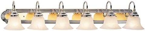 Bathroom Vanity 6 Light With White Alabaster Glass Chrome & Polished Brass size 48 in 600 Watts - World of Crystal