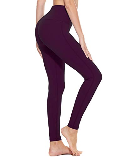 BALEAF Women’s Yoga Leggings High Waisted Tummy Control Pants Non See-Through Fabric Dark Magenta Size XXL