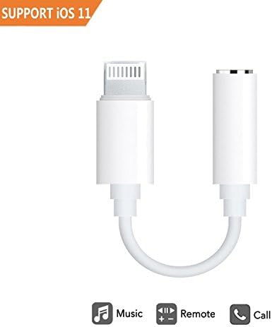 Lightning Jack Adapter, Lightning to 3.5 mm Headphone Jack Adapter Lightning Connector to 3.5mm AUX Audio Jack Earphone Extender Jack Stereo (White)
