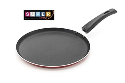 Super Classic 2.6mm Aluminium Non-Stick Coating Dosa Tawa, 25cm, Red Color