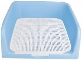 Indoor Plastic Fenced Dog Toilet Pet Potty QJ37 Blue and White M