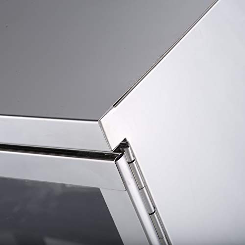 Sleek China Cabinet with Modern Appeal, Durably Constructed of Stainless Steel and Glass, Three Shelves for Storage and Display, Contemporary Design with Metallic Silver Finish + Expert Home Guide