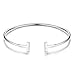 SHEGRACE Bangle 925 Sterling Silver Cuff Bangle for Girls with Wiredrawing Alphabet T, Silver