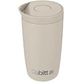 Cubitt Coffee Mug 12oz, Smart Lid Stainless Steel &ndash; Sand | Ceramic Interior, Leak-Proof Design
