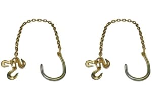 MFREXPRESS ME Brand Axle Chain with Large Style J Hook and Grab Hooks, Towing J Hooks, 5/16' x 4' Grade 70, Pair of Slip Hooks, Not for Recovery, Extra Wide-Opening Hook, Chain Length 4', J Hooks