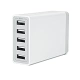 ETvalley 40W/8A 5 Ports USB Charger Multi-Port USB Charger for iPhone, iPod, Samsung Tab, Android, USB Hubs, White