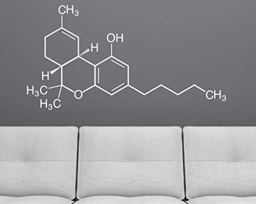 456Yedda THC Molecule Structure Vinyl Wall Decal Marijuana Science Art Wall Sticker for Walls Mirrors Home Décor Wall Décor Home Decor