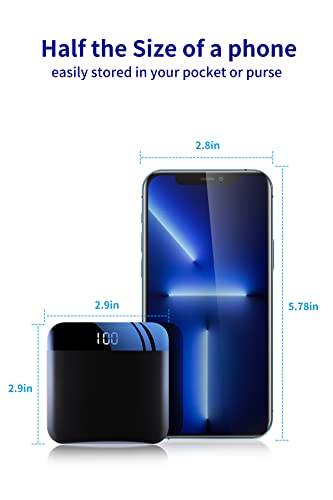 20000M Mini Power Bank 10000mAh,Smallest and Lightest External Battery Pack,Ultra-Compact High-Speed Charging Technology Portable Charger USB-C for iPhone, Samsung Galaxy and More (Black)
