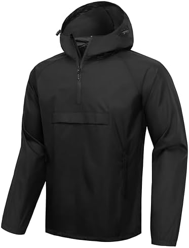 SPORT-TEK Unisex Zipped Pocket Anorak | Hooded Lightweight Rain 