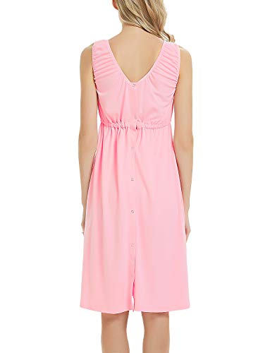 3 in 1 Labor delivery Hospital Gown Maternity Nursing Nightgown Split Front Dress for Breastfeeding Pink S - Thumbnail 5