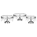 Amalfi Decor Cake Stand with Glass Tops, Round Metal Pedestal Holder with Crystals, Silver, Set of 3