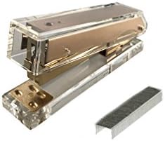Acrylic &amp; Gold Desktop Stapler - Staples Included - 80 Sheet Capacity - Chic, Modern, &amp; Elegant Office Desk Accessory