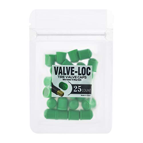 image for Valve-Loc Tire Valve Caps (25-Pack) Green, Universal Stem Covers for C