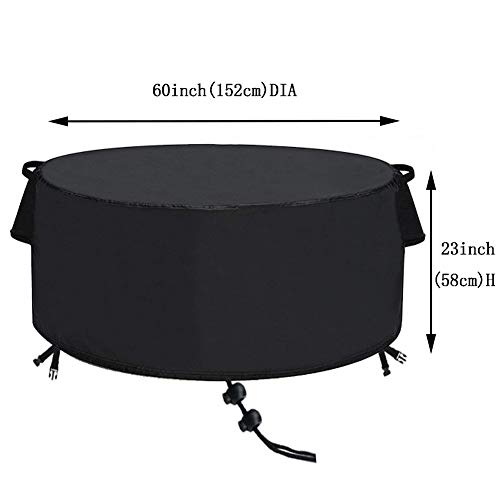 TheElves Fire Pit Cover,60 Inch Firepit Covers Round Waterproof Outdoor Patio Firelace Cover