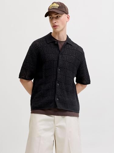 Jack & Jones Jorcotedazur Knit Crochet Polo Jorcotedazur – Men's Crochet Knit Polo (Pack of 1)