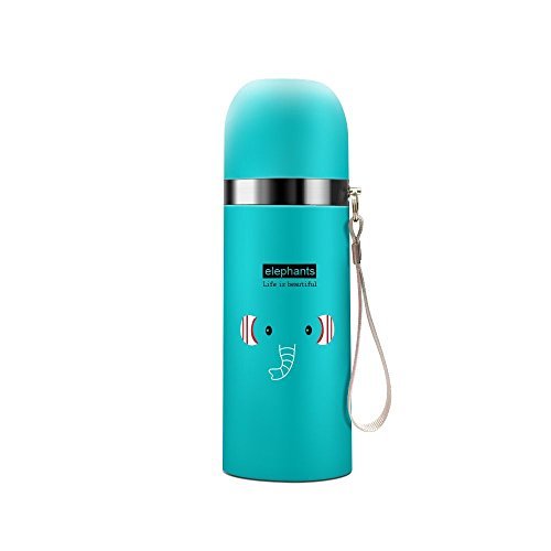 Gearmax 500ml Isolierflasche Thermosflasche Baby Kinder Trinkflasche Thermoskanne Wasserflasche Sportflasche Doppelwandig Edelstahl Tier Vakuumflasche mit Lanyard - Blau – Bild 3
