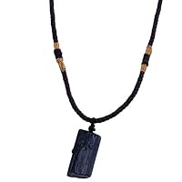 Toporchid Black Tourmaline Stone Pendant Necklace Crystal Gem Handmade Jewelry for Unisex
