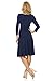 Rekucci Women's Slimming 3/4 Sleeve Fit-and-Flare Crossover Tummy Control Dress (14,Navy)