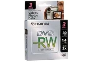 Fujifilm Media 25302553 DVD-RW Camcorder 1.4GB 30 Minutes 2X Jewel Rewritable - 3 Pack