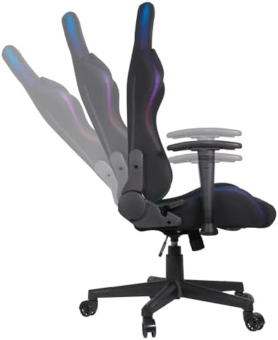 REGYS RGB Cadeira de Gaming - Cadeira de secretária para gamers, ajustável em altura, com iluminação, preto