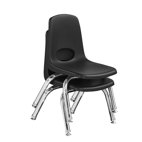FDP 10" School Stack Chair with Swivel Glides, Black, 2-Pack, 15410-BK