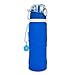 Collapsible Water Bottle Outdoor Bottle Portable Sports Silicone Flexible Leak-Proof Bottle Lightweight Foldable Reusable Camping Hiking Traveling Walking Running Smart Hydration Solution 750ml-Blue