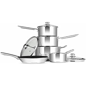 Penguin-Home-Professional-Induction-Safe-Cookware-Set-Stainless-Steel-5-Pieces-Suitable-for-All-Hobs Penguin Home® Set of 5 Cookware Pan Set | Stainless Steel Kitchen set of 5 piece - 18cm & 20cm Saucepan with lid, 24cm…