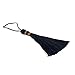 100pcs Triple Colored 14cm/5.5 Inch Silky Floss Bookmark Tassels with 2.16-Inch Cord Loop and Small Chinese Knot for Jewelry Making, Souvenir, Bookmarks, DIY Craft Accessory (Black)