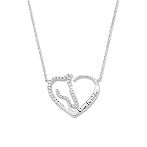 Horse Pendant Necklace Jewelry Sterling Silver and Zirconia Heart Charm Live To Ride Equestrian Silver Necklace Gift for…