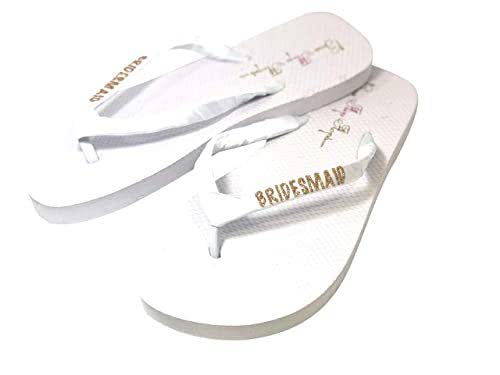 Amazon.com: Gold Glitter Bridesmaid Flat Flip Flop Sandals: Handmade