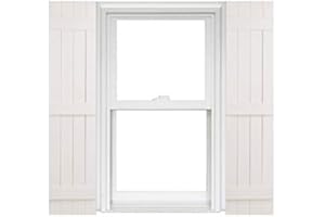 Polaris Homeside 4 Board and Batten Joined Vinyl Shutters (1 Pair) 14-1/2in. x 59in. - 930 White