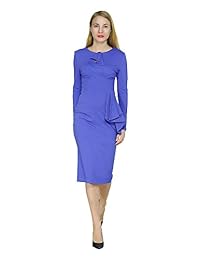 Marycrafts Mujer Vintage años sesenta Bodycon manga larga Midi vestido de té