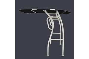 DOLPHIN T TOPS Dolphin Pro2 T-TOP ✮ Folding Center Console Fishing Boat Tower Bimini Canopy, Marine Anodized Aluminum, Collapsible TTOP, Centre Fold Down Shade Roof (White Powder Coat - Black Canopy)