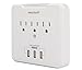 Multi Outlet Wall Mount Adapter Surge Protector with 3 High-Speed USB Charging Ports(3.1A), OviiTech Wall-Mountable Design with 3 AC Outlets