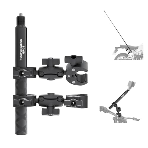 NEEWER BASICS Motorcycle Mount Accessories Kit, Invisible Selfie Stick, Bike Handlebar Mount, Compatible with Insta360 DJI OSMO 360 Pocket 3 Action Cam for POV Video Recording, GP-32