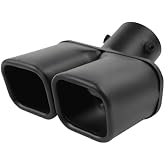 Square Dual Exhaust Tips 2.5 inch Inlet Muffler Tips (Curved,Frosted Black) | OtpOutopa Universal Curved Dual Exhaust Tips Tail Pipe Car Exhaust Pipe Stainless Steel Tail Throat Modification Tip