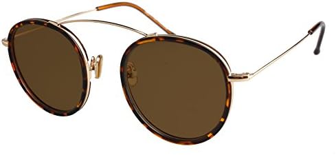 IVSTA Unisex's Round Vintage Mirror Lenses UV400 protection Polarized Sunglasses for Outdoor Activities (Gold Frame and Brown Lens, Brown)