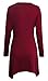 DUBACH Women 's Basic V-Neck Long Sleeve Irregular Hem Wine Red Loose Dress