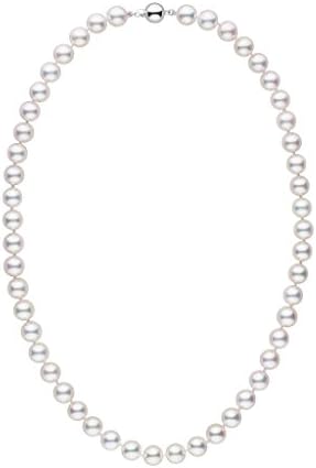 8.0-8.5 mm 18 inch AAA White Akoya Cultured Pearl Necklace - 14K White Gold
