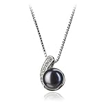 PearlsOnly - Claudia Black 7-8mm Freshwater 925 Sterling Silver Cultured Pearl Pendant