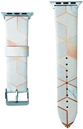 Replacement Band Compatible with iWatch 38mm 40mm PU Leather Strap Wrist Compatible for Apple Watch Series 3 Series 2 Series 1 Sport Edition Nike+ (Rose Gold White Marble, 38mm/40mm)