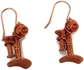 Gingerbread Pewter Candlestick Phone Drop Earrings, Stick Phone, Antique Phone, Hypo Allergenic, Nickle Free