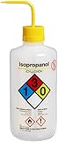 Nalgene 2425-1004 LDPE Right-To-Know Isopropanol Safety Wash Bottle, 1000mL Capacity, 38-430mm Polypropylene Closure (Pack of 4)