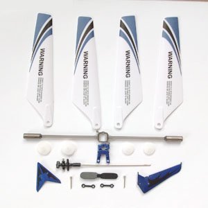 OOOUSE Full Set Replacement Parts for Syma S107 RC Helicopter, Main Blades, Main Shaft,Tail Decorations, Tail Props, Balance Bar, Gear Set,Connect Buckle-Blue Set-